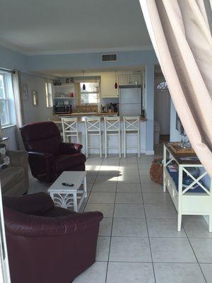 Large kitchen counter for 6 to dine or plenty of space for projects.