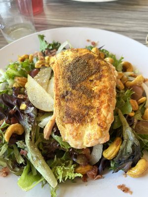 The curry cashew salad which has curried salmon