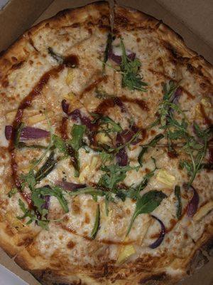 Bbq chicken pizza.....where's the chicken?