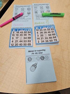 Our BINGO cards...