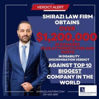 VERDICT ALERT:  We recently obtained an Arbitration Verdict of Over $1.2 million in damages PLUS attorneys' fees and costs for our client