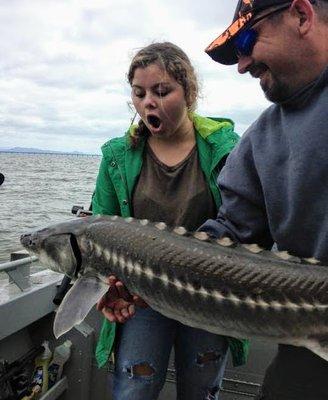 Hanna's first big Sturgeon!