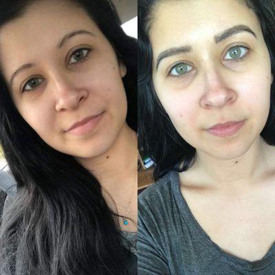 Before and after microblading