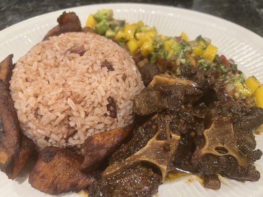 Oxtail meal with salmon & mango salsa