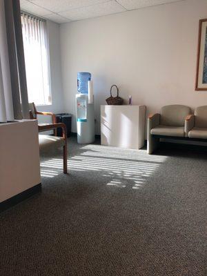 Water in the waiting area.