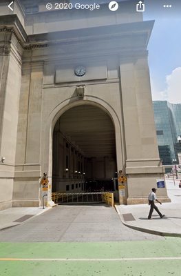 Arched entrance on northeast corner of Clinton and Jackson.