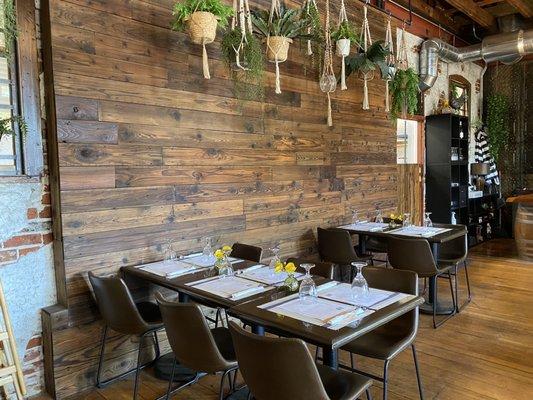 Love the feature wall indoor dining