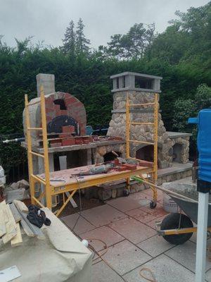 Pizza oven in progress.