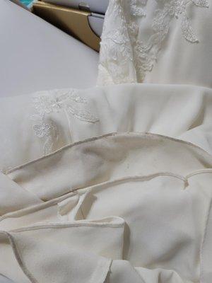 Wedding dress not properly cleaned