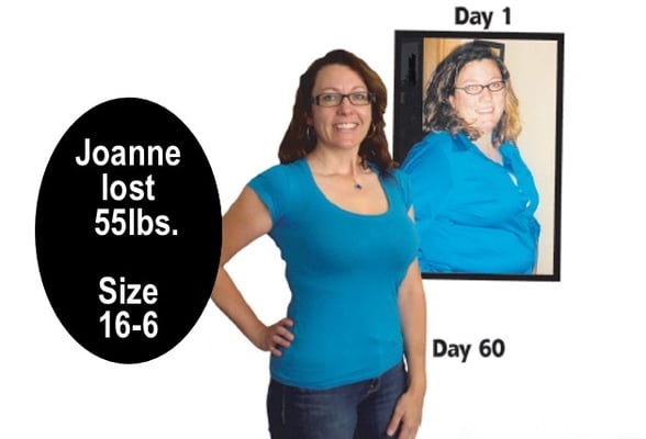 Joanne lost 55 lbs. in 60 days and went from a size 16 down to a size 6.