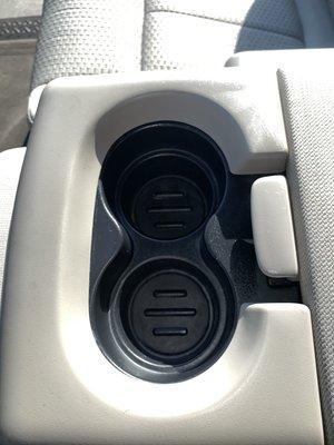 A cup holder after it was cleaned