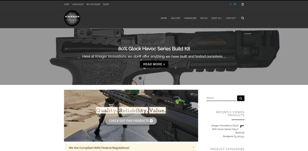 Custom eCommerce Website for firearms dealer.