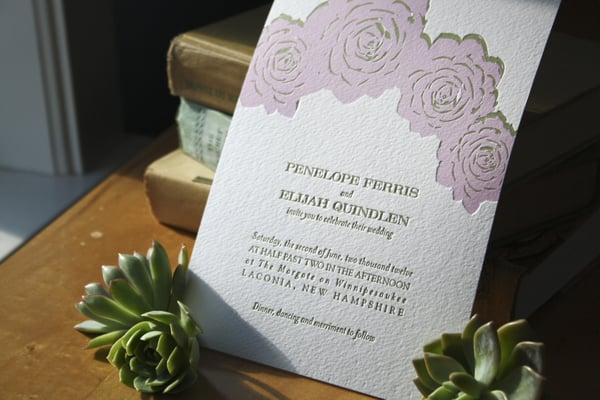 One of our letterpress-printed wedding invitations.