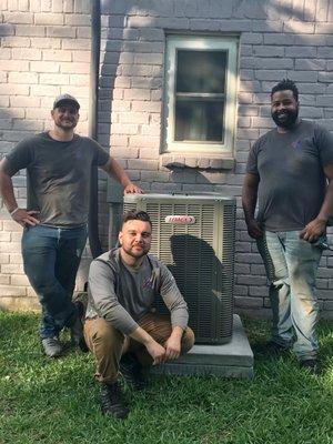 My ac team from Gregg Air LLC, Chase Barrett(L), Gregory(R), & Hugo (C)