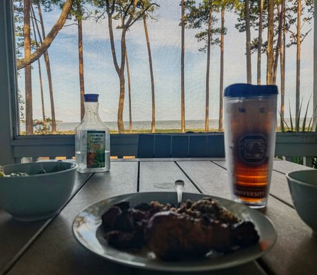 Dinner on our screened in porch.