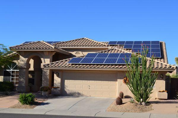 SOlar panels on a single story home