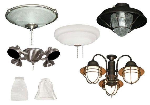 We carry ceiling fan light kits: LED, Bowl, Dome, Multiple Glass Fixtures, Lantern, Outdoor