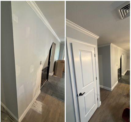 Wall repairs and repaint including trim