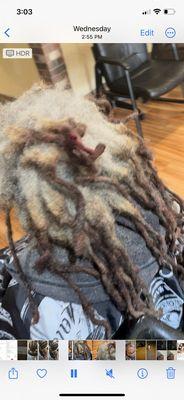 Loc construct part, reattach loc, color, deep treatment and re-twist  

Before picture