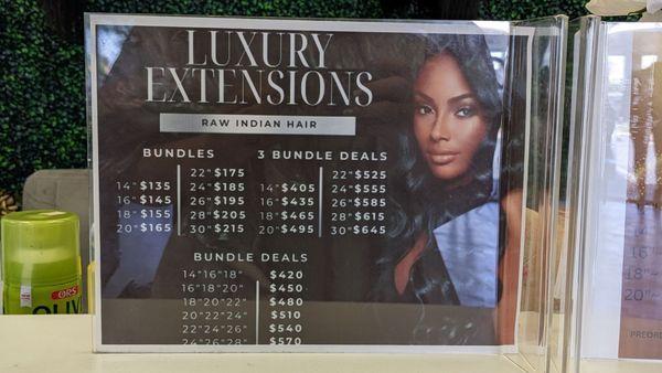 Extensions pricing