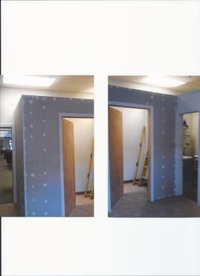 The Sheetrock of the Custom Closet for the (The TUX SHOPPE ) .