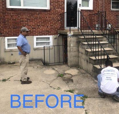 Holy moly fixer upper! The day my crumbling cement back porch and steps were demolished.