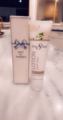 Hand/body lotion gift from salon.