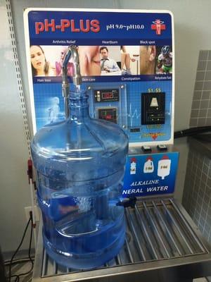 Alkaline water dispensing machine. Displays temperature and pH at which it is being dispensed!