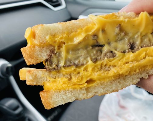 Double grilled cheese cheeseburger