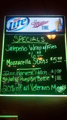 One example of happy hour specials