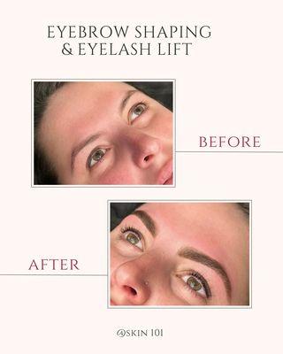 Eyebrow shaping, lash lift and tint