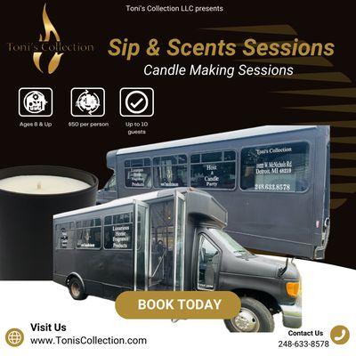 Book your Sip & Scents Candle Making Session today!