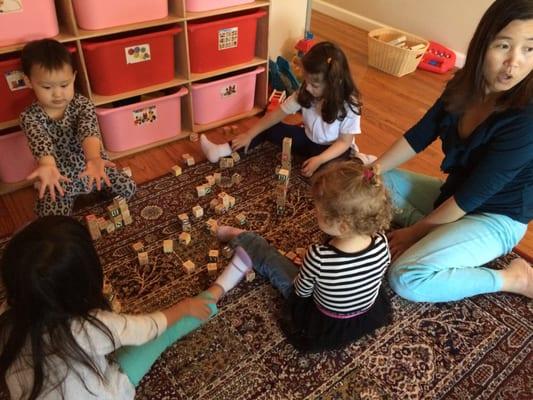 Kids playing with these soft building blocks.