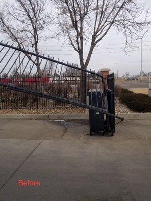 Gate was hit by a tenant.