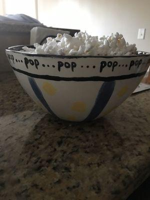 My popcorn bowl. I'm not quite the artist but it was fun anyway!