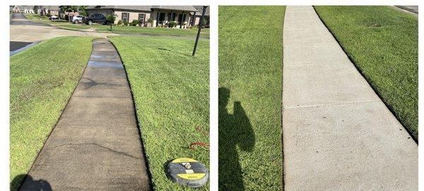 Sidewalk cleaning. Before and After