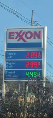 Gas has gone down. This location charges more if use a card. Others do not