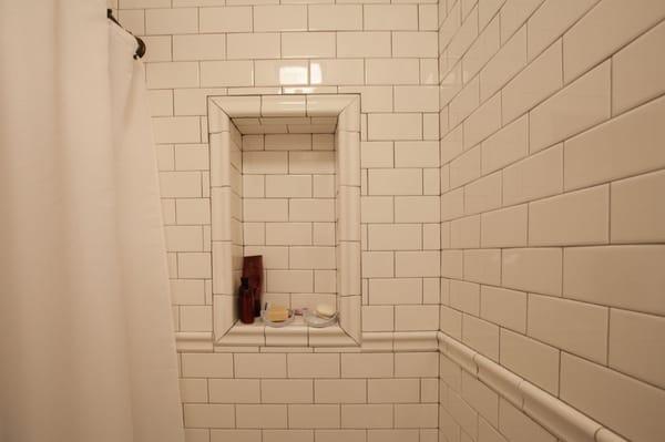 Rustic look tile in shower