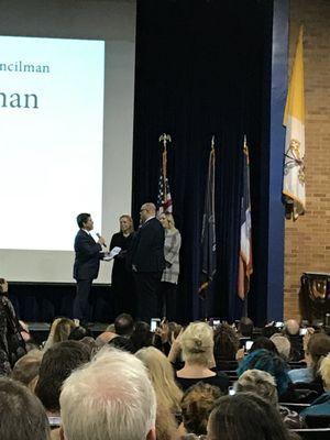 Justin being sworn in