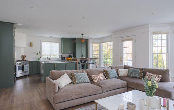 Our Bethesda kitchen features sleek cabinetry and a welcoming open-plan layout for family gatherings.