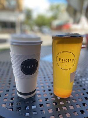 Chai Tea Latte (Large) and Ficus Fruit Tea (Large)