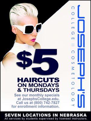 $5 Haircuts on Mon. & Thurs.!