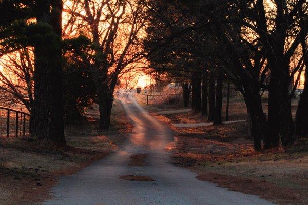 A lonely dirt road with great sunset colors