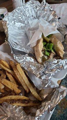 Gyro wrap and fries