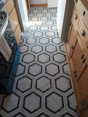 This is a brand new tile floor in the kitchen.