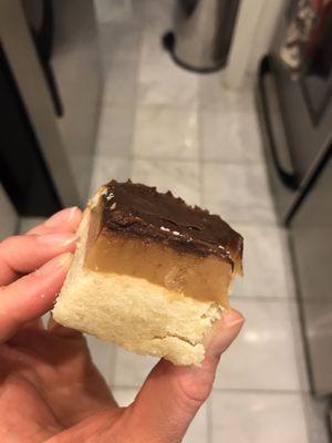 Twix style bar with a buttery shortbread layer. This was SO good!!!