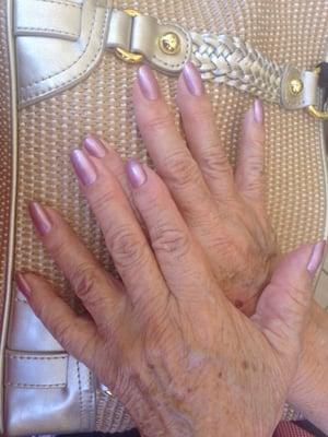 These are my Mom's natural nails and she got a shellac manicure!