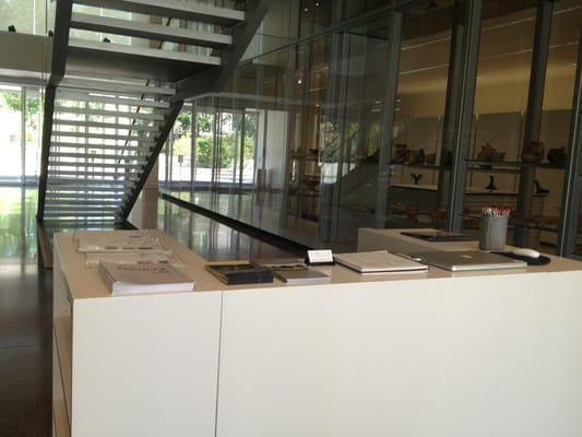 Docent desk at museum front entrance