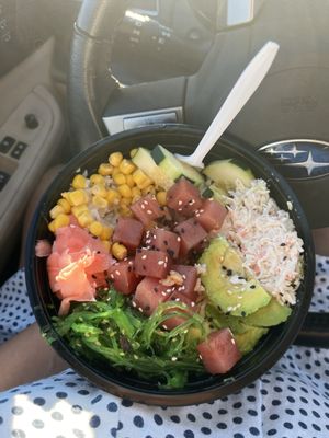 Poke Bowl was delicious!   I had already taken a few bites before I remembered to take a picture.