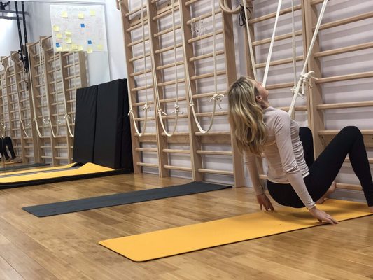 Spinal traction using ropes and the stall bar